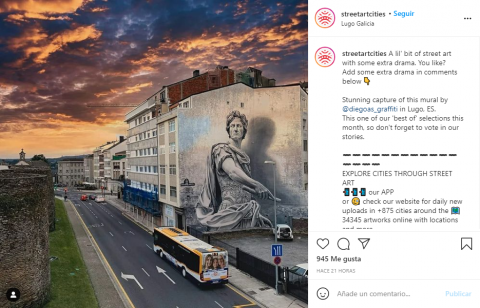 O graffiti de Julio César, elaborado con motivo do Arde Lvcvs, foi seleccionado pola maior comunidade de arte urbana do mundo