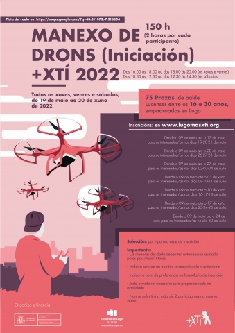 O Concello de Lugo ofrece 75 prazas de balde nun curso de manexo de drons para a mocidade de 16 a 30 anos