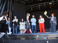 Rubén Arroxo anima a la juventud a hablar en gallego en la fiesta del Correlingua, que reunió al alumnado de los centros educativos de Lugo Rubén Arroxo anima a la juventud a hablar en gallego en la fiesta del Correlingua, que reunió al alumnado de los centros educativos de Lugo