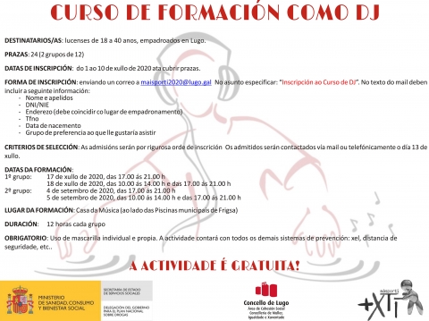Abiertas las inscripciones para el curso de formación como DJ organizado por el Ayuntamiento de Lugo