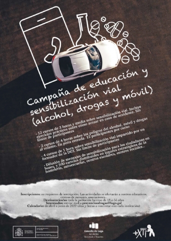 La concellería de Xuventude inicia una campaña de educación vial sobre el riesgo del uso de drogas o móviles al volante