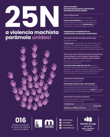 El Ejecutivo de Paula Alvarellos centra en la divulgación y la prevención de la violencia machista los ejes de su programación por el 25 N
