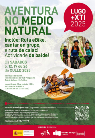 El programa +XTi ofrece en julio una nueva actividad gratuita que combina naturaleza y deporte con rutas en eBike y kayak alrededor de Lugo El programa +XTi ofrece en julio una nueva actividad gratuita que combina naturaleza y deporte con rutas en eBike y kayak alrededor de Lugo