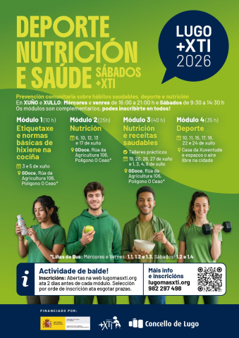 O Concello de Lugo impulsa o programa +XTi con novos cursos gratuítos sobre nutrición, hábitos saudables e deporte